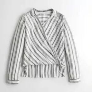 Wrap front collared top